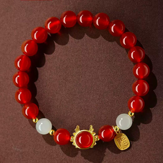 【经典】龙年红玛瑙和田玉手串 均匀细腻 饱满圆润 商品图5