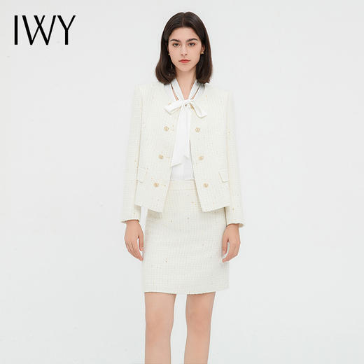 IWY/米白色西装套裙女气质小香风法式西服外套白领休闲C13313+S23313 商品图3