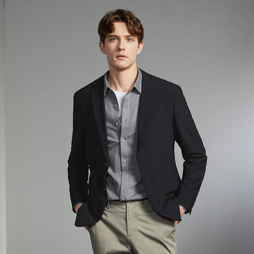 柒牌男西装秋冬新款商务休闲石墨烯弹力针织单西修身西服外套	125C70040 商品图1