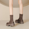 擦色短靴女秋冬新款英伦风复古弹力瘦瘦靴厚底短筒靴子绒面骑士靴 商品缩略图2