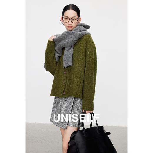 肌理圈圈毛圆领开衫女2023冬季新款气质休闲百搭长袖外套 商品图0