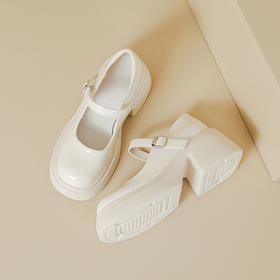 甜美女生厚底玛丽珍鞋女粗跟春夏新款松糕底日系单鞋增高小皮鞋