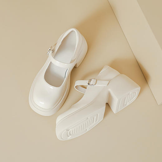 甜美女生厚底玛丽珍鞋女粗跟春夏新款松糕底日系单鞋增高小皮鞋 商品图0