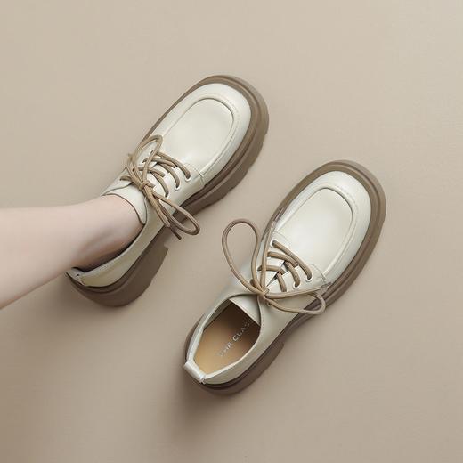 ZHR中口乐福鞋女2024春季新款洋气时尚休闲百搭简约学院风厚底英伦单鞋 商品图6