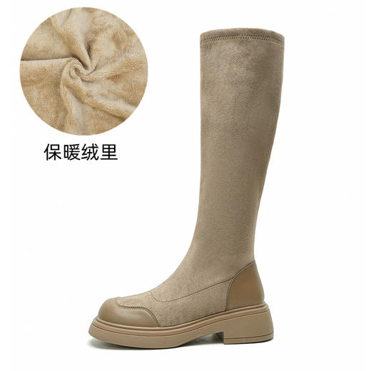 长靴女秋冬新款长筒靴子厚底弹力骑士靴复古丝绒粗跟高靴瘦瘦靴女 商品图8