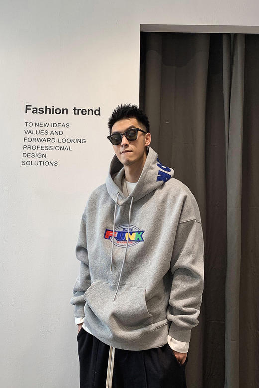 徐太浪美式加绒连帽卫衣男秋冬潮流百搭休闲运动男生帽衫灰色外套 商品图5