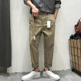 徐太浪美式休闲简约男士九分裤春秋潮流纯色水洗运动百搭哈伦裤男