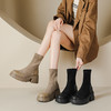 丝滑绒面马丁靴短靴女2023秋冬新款粗跟弹力靴7cm高跟显瘦靴子女 商品缩略图0