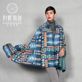 【伯妮斯茵】 163W222-绿色主题围巾--《呼吸枫丹白露自然情怀》