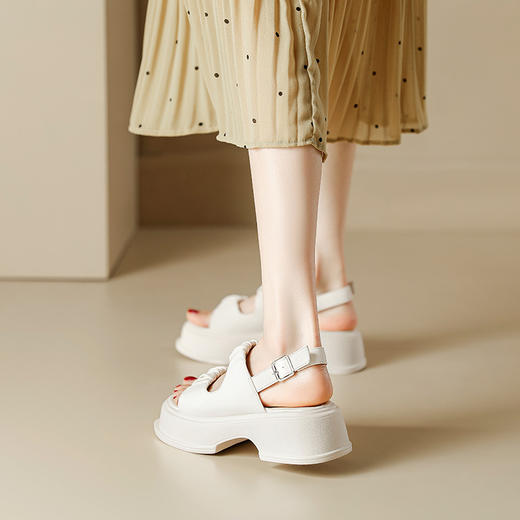 【芥末绿显白】厚底凉鞋女2023年新款夏季罗马鞋松糕底凉沙滩鞋子 商品图3