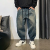 徐太浪复古美式水洗高街牛仔裤男秋冬加绒加厚宽松直筒九分裤长裤 商品缩略图3