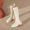 白色系带马丁靴短靴女2023秋冬新款英伦风厚底粗跟长靴后拉链靴子 商品缩略图12