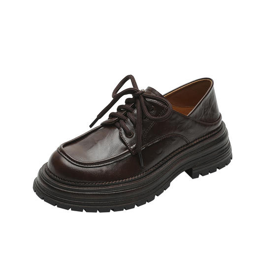 复古英伦风系带小皮鞋女2025春季新款圆头单鞋精致女生粗跟乐福鞋 商品图4