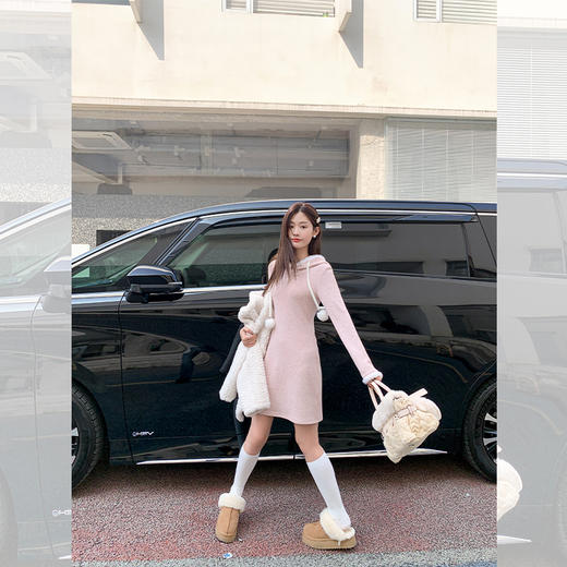 <曾小咸推荐>【芭比girl】粉色连帽连衣裙 商品图0