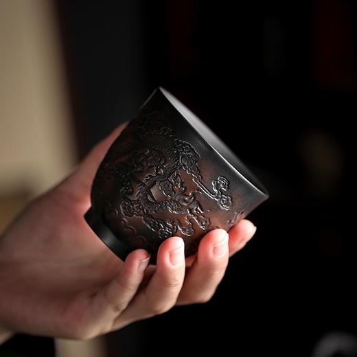 紫陶品茗杯主人杯紫砂茶杯功夫茶具单杯大号茶碗茶盏茶台摆件礼品 商品图1