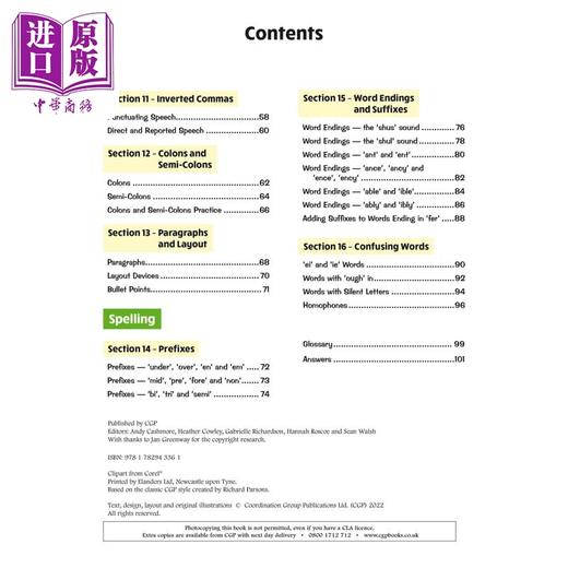 【中商原版】英国CGP KS2 English Targeted Question Book Grammar Punctuation&Spelling Year 6 Foundation 商品图2