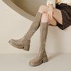 厚底长靴女2023秋冬高筒靴7cm高跟防水台增高弹力及膝松糕底靴子 商品缩略图2
