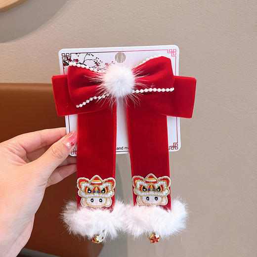 【儿童新年蝴蝶结发饰】公主小女孩发夹宝宝可爱女童过年红色发卡头饰 商品图10