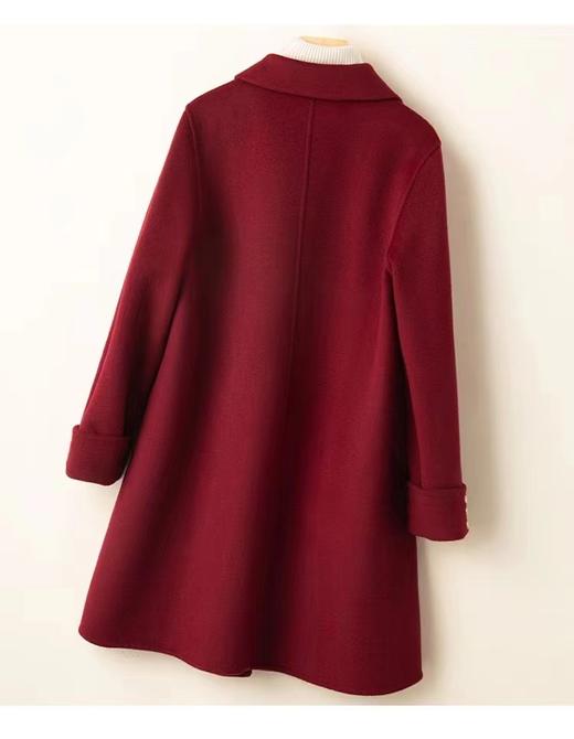 D6186        法式气质减龄休闲百搭中长款双面羊绒大衣外套 商品图4