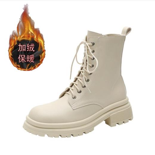 机车辣妹 系带短靴女2023秋冬款粗跟厚底英伦风马丁靴短筒靴子女 商品图9