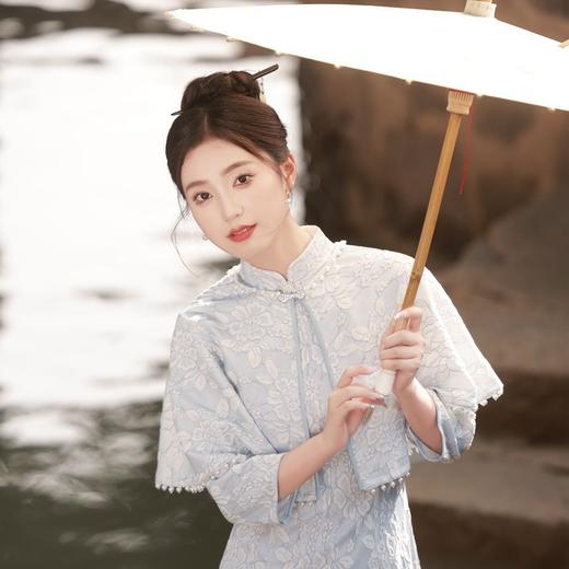 新款秋冬款蕾丝披肩小个子年轻款高端气质旗袍两件套带披肩YG-2294 商品图3