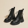 机车辣妹 系带短靴女2023秋冬款粗跟厚底英伦风马丁靴短筒靴子女 商品缩略图5