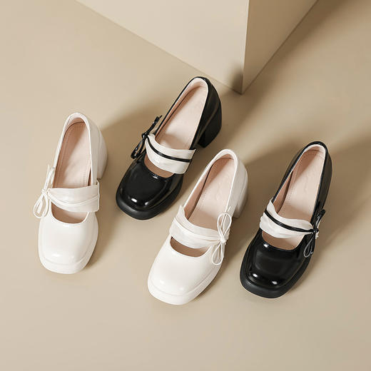 {穿上可以跳舞的鞋子}现货秒发2023春季爆款高跟玛丽珍鞋粗跟单鞋 商品图0