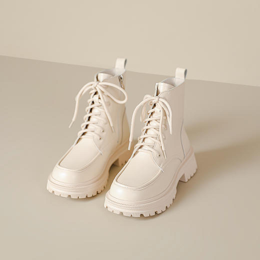 现货爆款秋冬系带马丁靴平跟平跟英伦圆头短靴女34-39码小单定制 商品图0