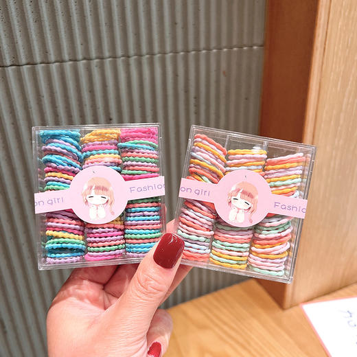 【90根装】儿童皮筋不伤发弹性好头绳发饰橡皮筋扎头发发圈头饰女童罐装小号 商品图2