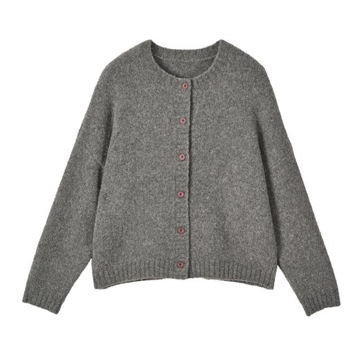 肌理圈圈毛圆领开衫女2023冬季新款气质休闲百搭长袖外套 商品图4