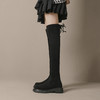 丝滑绒面过膝长靴女2023年秋冬款欧美长筒靴子系带不掉筒弹力袜靴 商品缩略图2