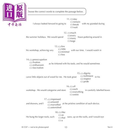 【中商原版】英国CGP 11+ CEM 10-Minute Tests: Verbal Reasoning Cloze - Ages 10-11 Book 1 with Online Ed 商品图2