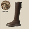 长靴2022年新款秋冬奶茶色女长筒靴弹力复古英伦风厚底高筒骑士靴 商品缩略图9