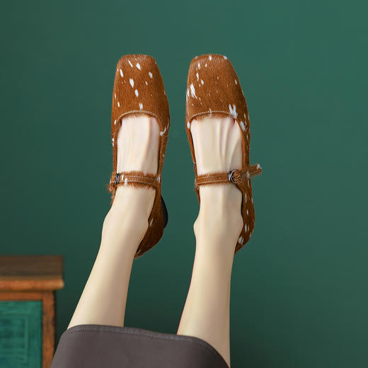 春季新款，里外全皮一字扣粗跟方头马毛单鞋YX-A1120 商品图10