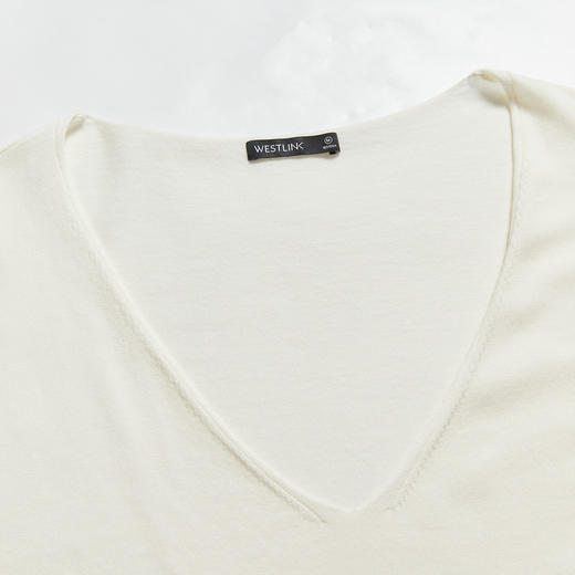 西遇慵懒风白色针织两件套女新款圆领背心深V领开衫上衣10340170 商品图5