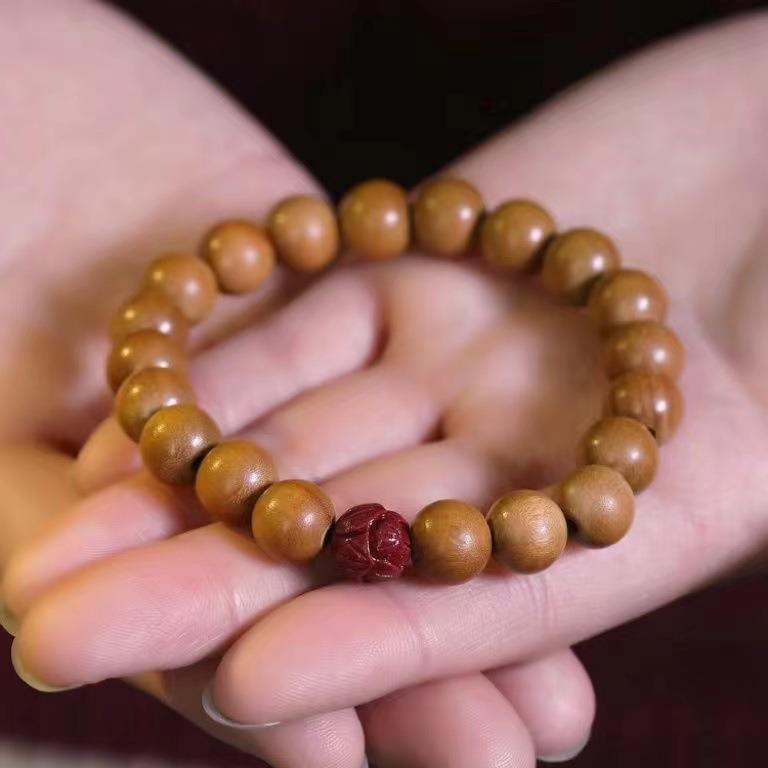桃木手串女款新中式静心手串男文玩佛珠朱砂桃木手链女礼品批发