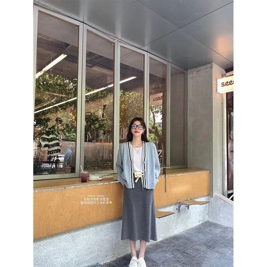 金蘑菇菇【英伦bunny学院套组】学院风经典v领减龄针织开衫 商品图0