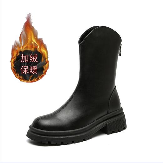 葡萄妈短靴2022秋冬新款马丁靴韩版瘦瘦靴百搭粗跟厚底圆头靴子女 商品图4