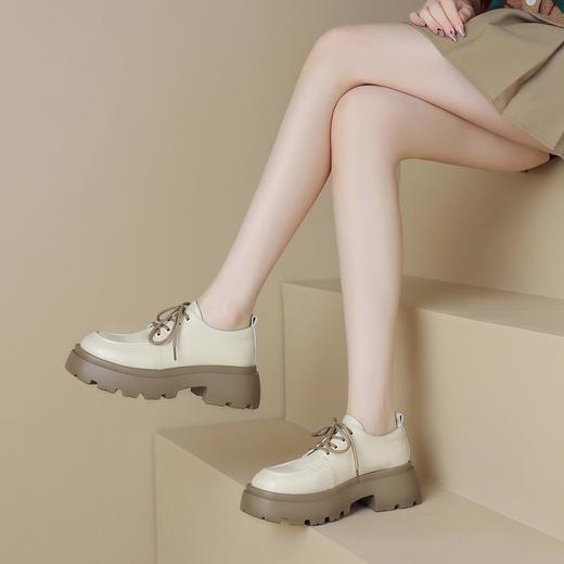 ZHR中口乐福鞋女2024春季新款洋气时尚休闲百搭简约学院风厚底英伦单鞋 商品图5