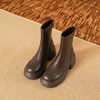 短靴女后拉链高跟时装靴轻底防水台韩版显瘦厚底增高粗跟小皮靴 商品缩略图0