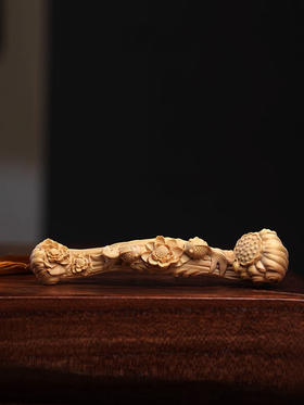 荷花如意°黄杨木摆件