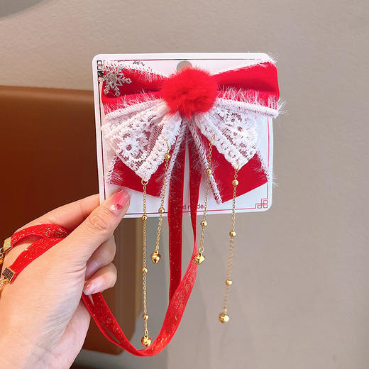 【儿童新年蝴蝶结发饰】公主小女孩发夹宝宝可爱女童过年红色发卡头饰 商品图8