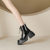 甜酷女生马丁靴女2023秋冬款英伦系带短靴7cm增高厚底高跟漆皮靴 商品缩略图3