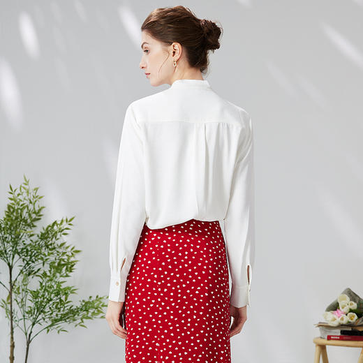 EITIE爱特爱复古气质通勤直筒显瘦飘带系带白色衬衫上衣24春新款A2409301 商品图4