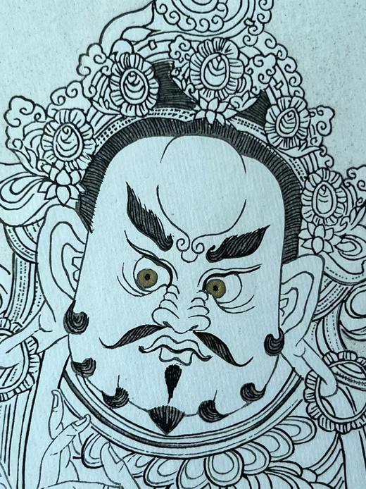 木板水印《财宝天王》，沐版社韩宁敬刻，画心尺寸16*14cm，画框尺寸40*38cm。含框每幅售价368元 商品图7