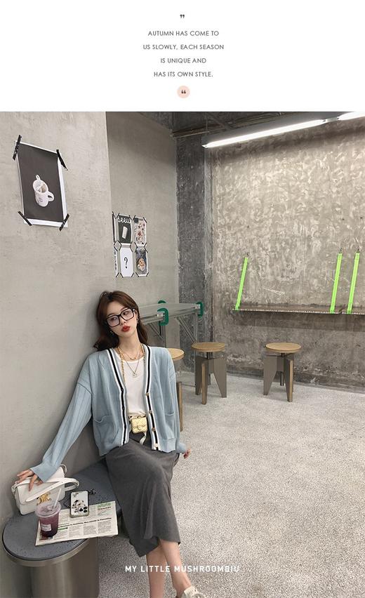 金蘑菇菇【英伦bunny学院套组】学院风经典v领减龄针织开衫 商品图4