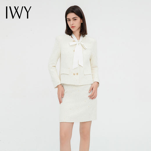 IWY/米白色西装套裙女气质小香风法式西服外套白领休闲C13313+S23313 商品图1