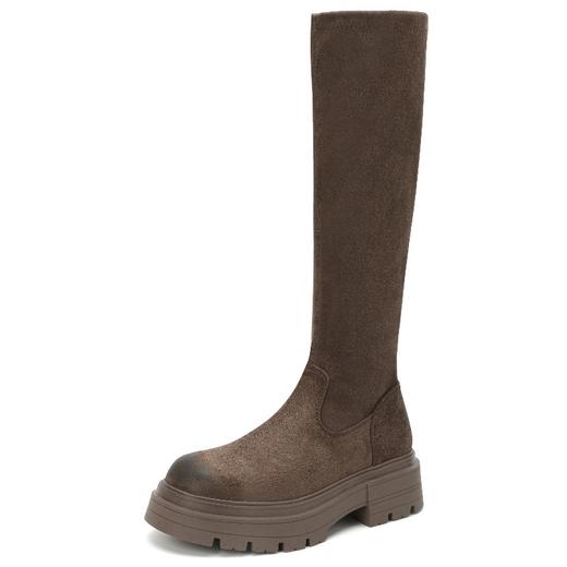 西部牛仔●复古过膝长筒靴小个子2023秋冬款厚底弹力瘦瘦靴长靴女 商品图4