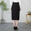 EITIE爱特爱新中式盘扣印花暗纹高腰直筒过膝黑色半身裙24春新款A2406315 商品缩略图4