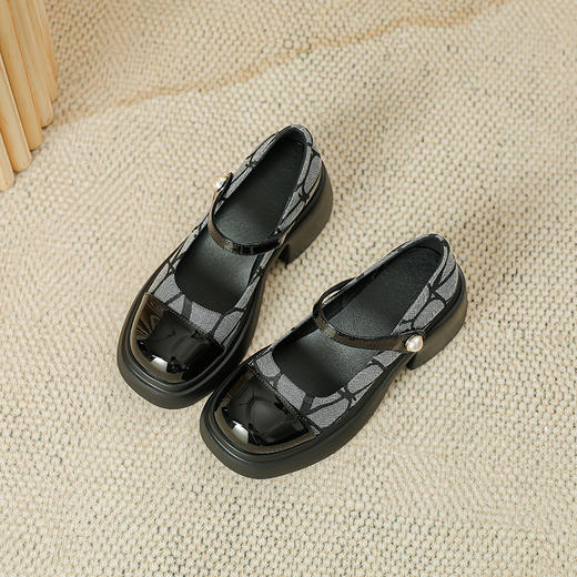 时光流动设计师款高跟玛丽珍女鞋2025春季新款小香风粗跟厚底单鞋 商品图1